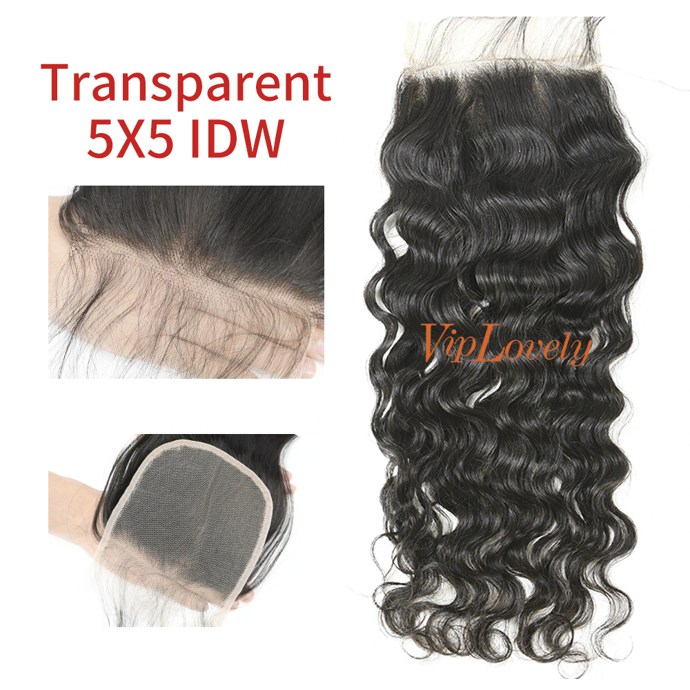 #1b Brazilian Virgin Human Hair 5×5 Lace Closure Indian wave