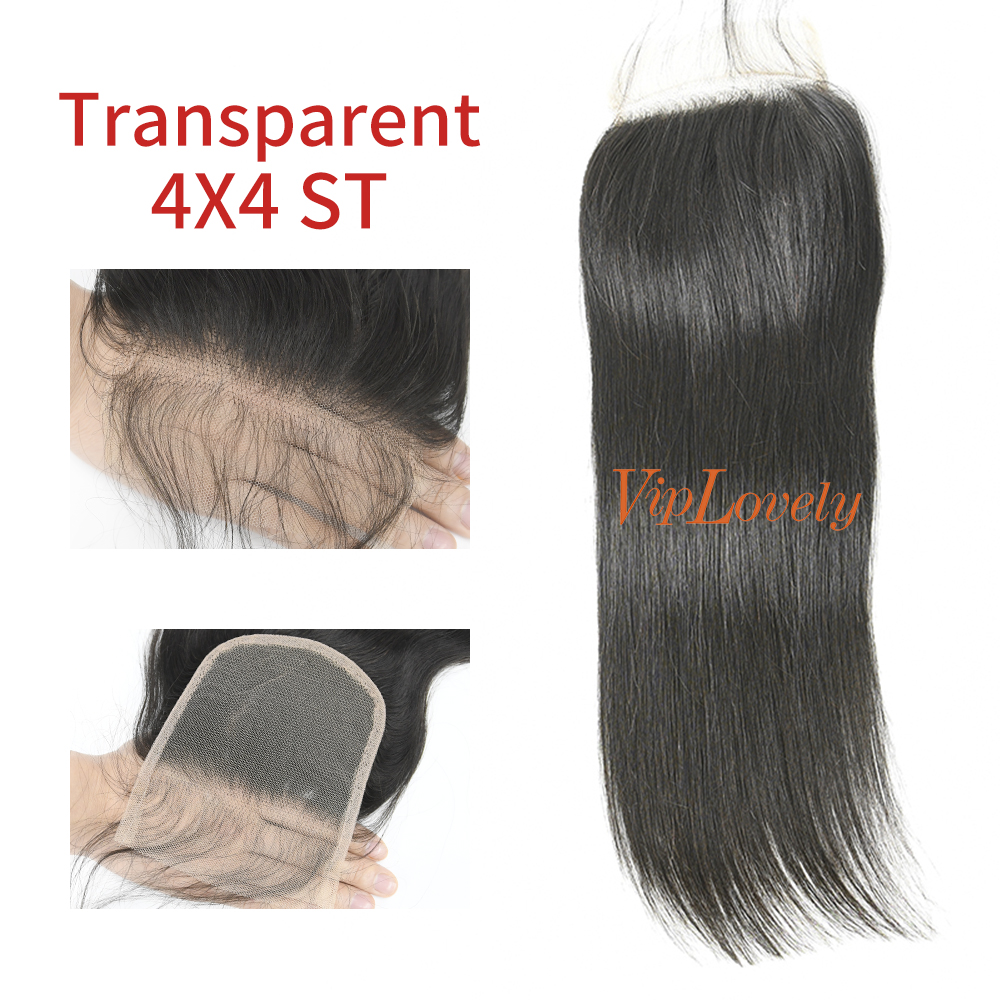 #1b Brazilian Virgin Human Hair 4X4 Lace Closure Straight