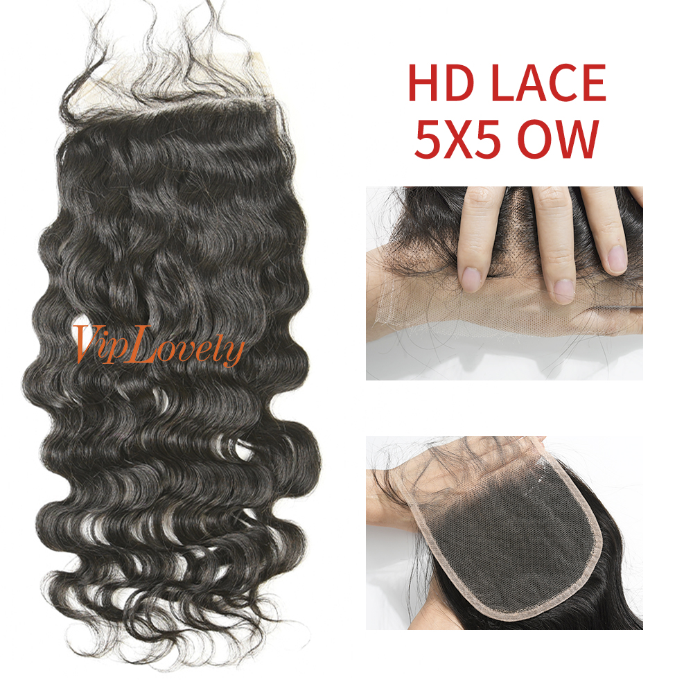 Swiss Lace Raw Human Hair Ocean Wave 5x5 Lace Closure