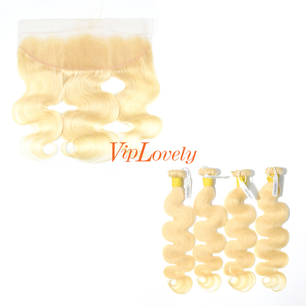 Blonde #613 European Raw Human Hair 13X4 Lace Frontal With Hair Weft Body Wave