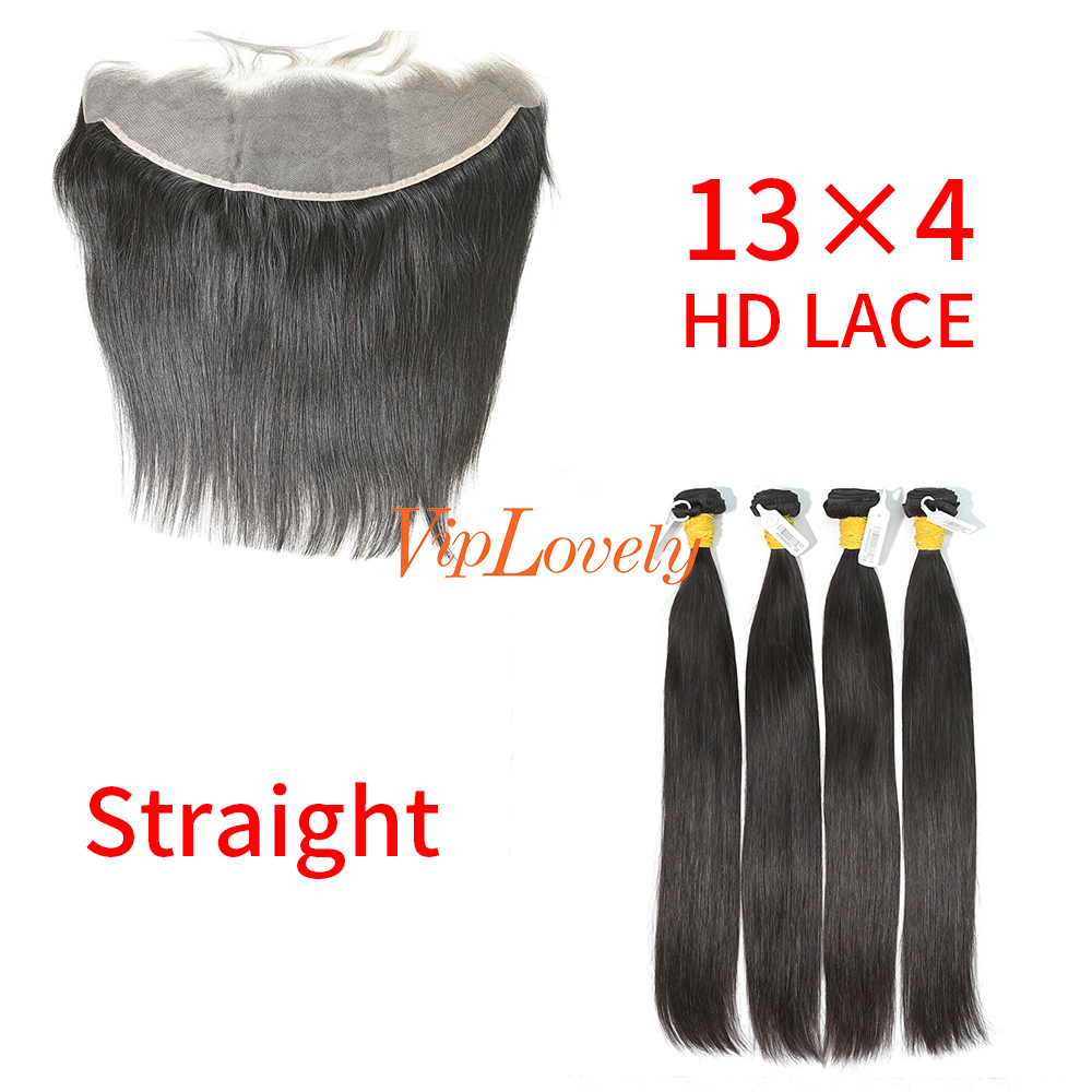 HD Lace Raw Human Hair Bundle with 13×4 Frontal Straight