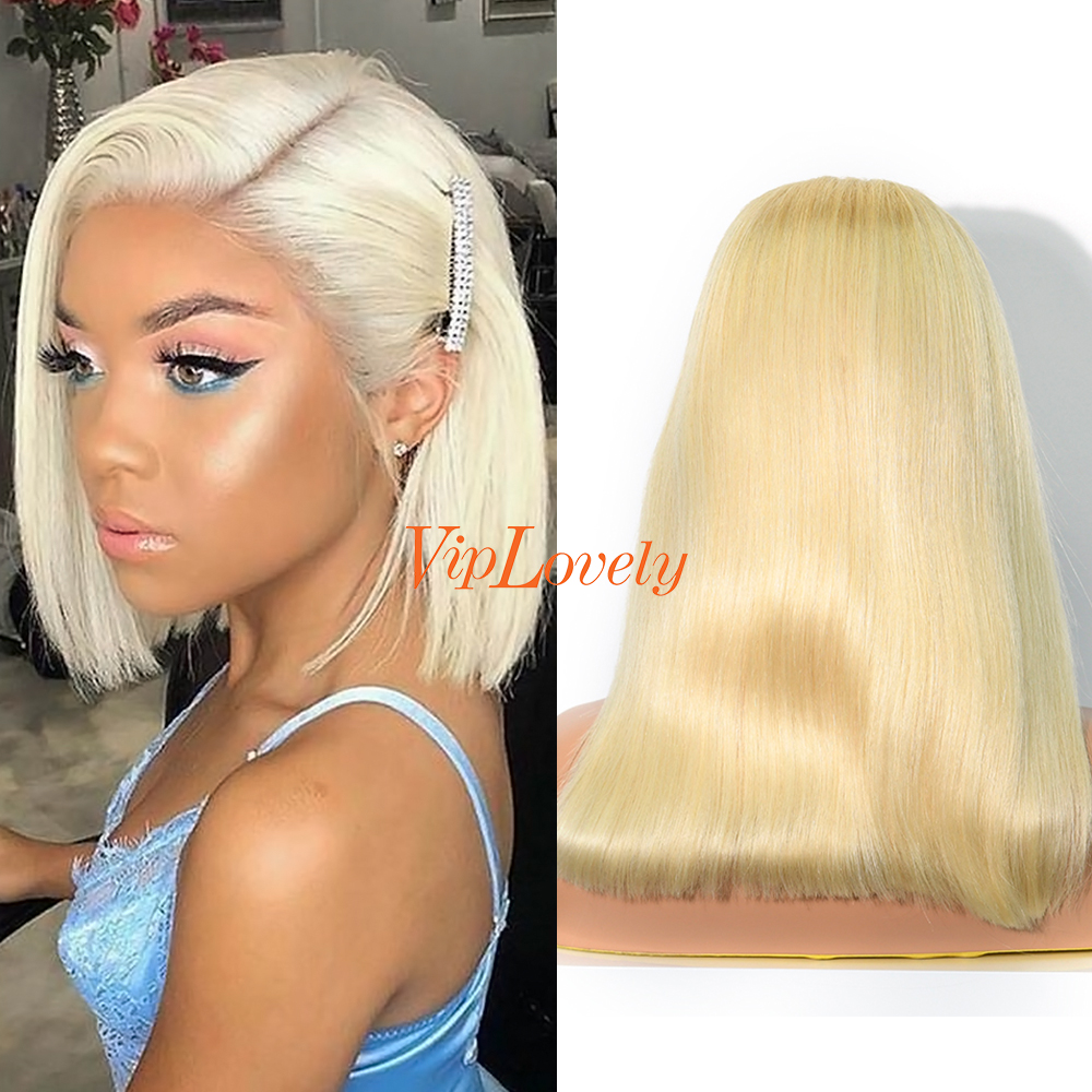 Straight blonde Color Transparent Lace 13X4 Bob Wig