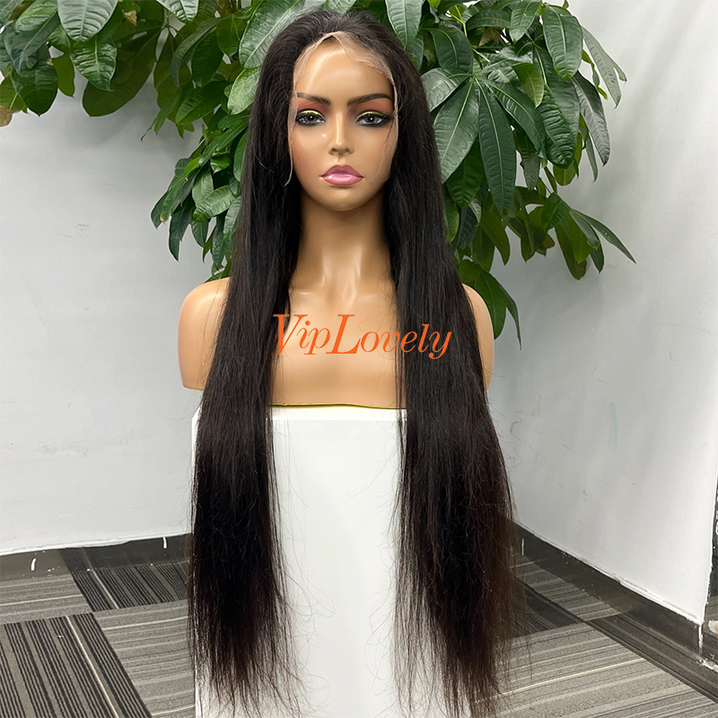 Natural #1b Brazilian Virgin Human Hair 13x6 Swiss HD Wig Straight