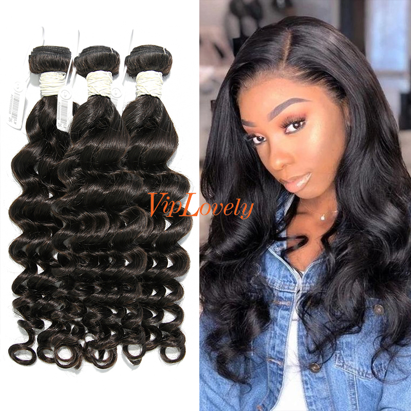 #1b Peruvian Virgin Human Hair Weft loose wave