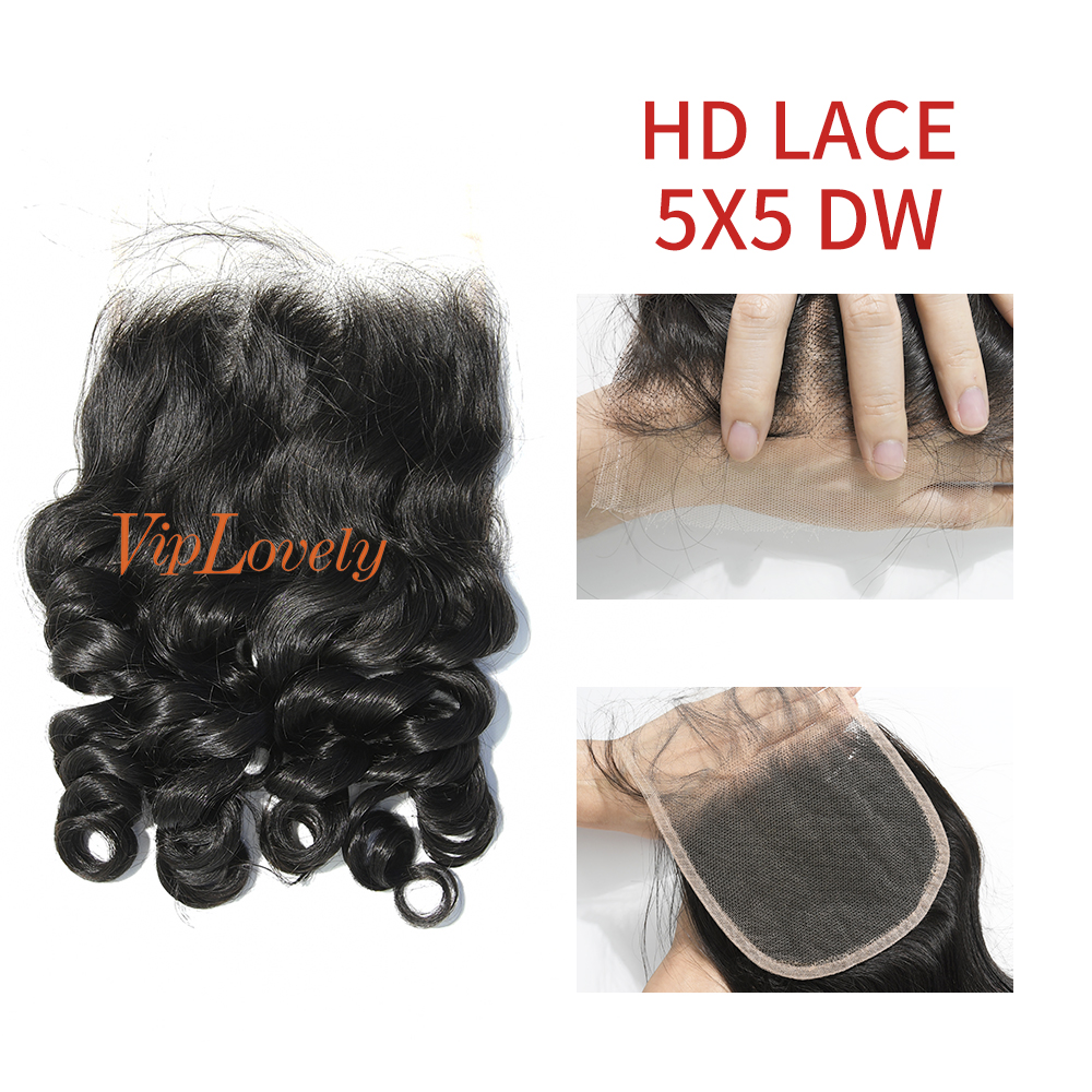 Swiss Lace Raw Human Hair Deep Wave 5x5 Lace Closure