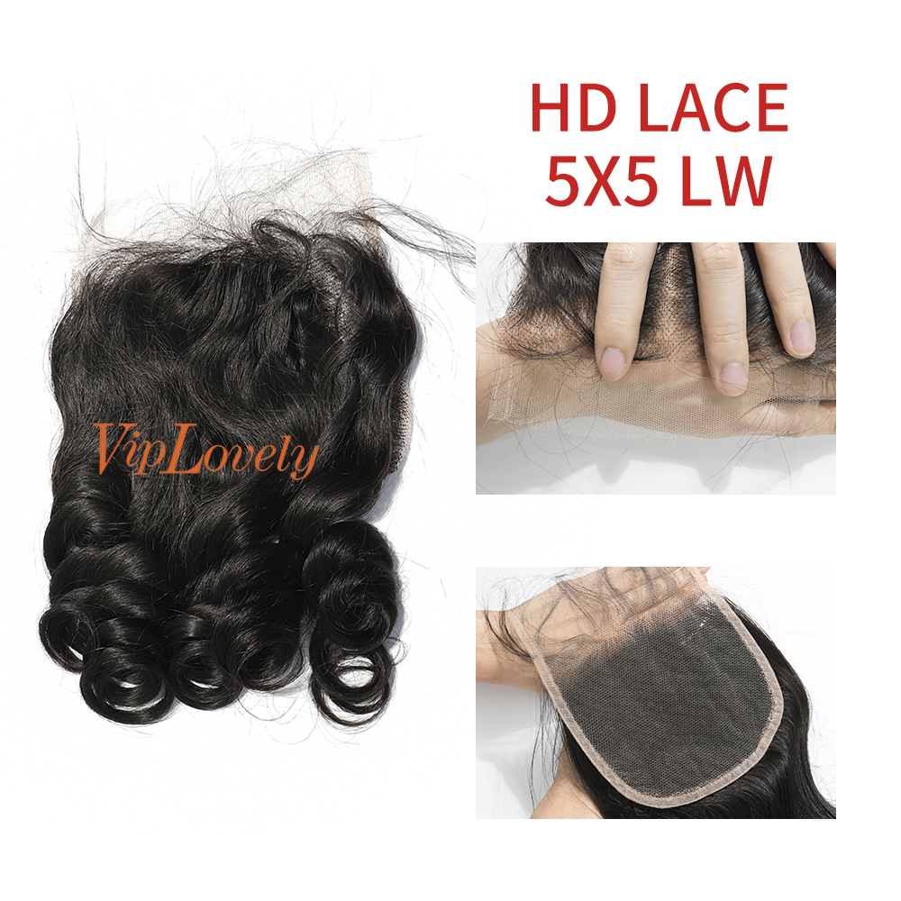 Swiss Lace Raw Human Hair Loose Wave 5x5 Lace Closure