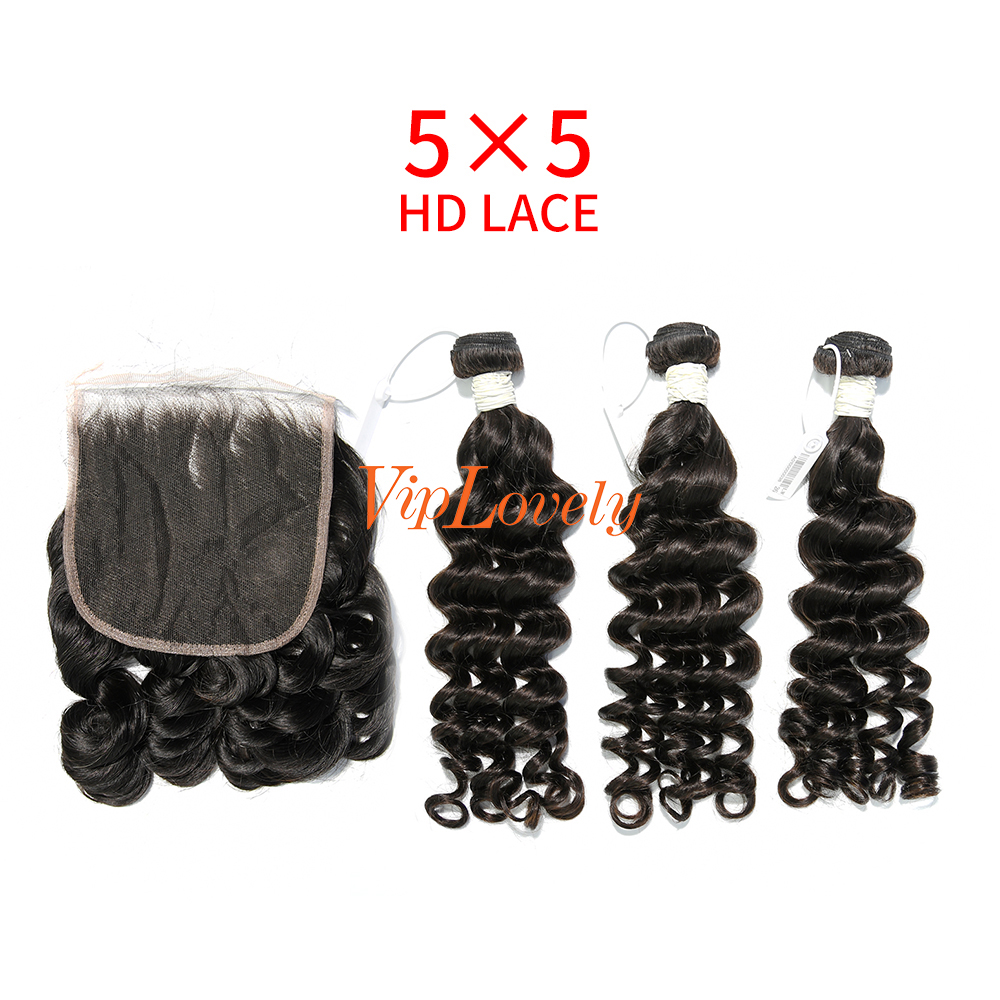 HD Lace Virgin Human Hair Bundle with 5×5 Closure Loose Wave