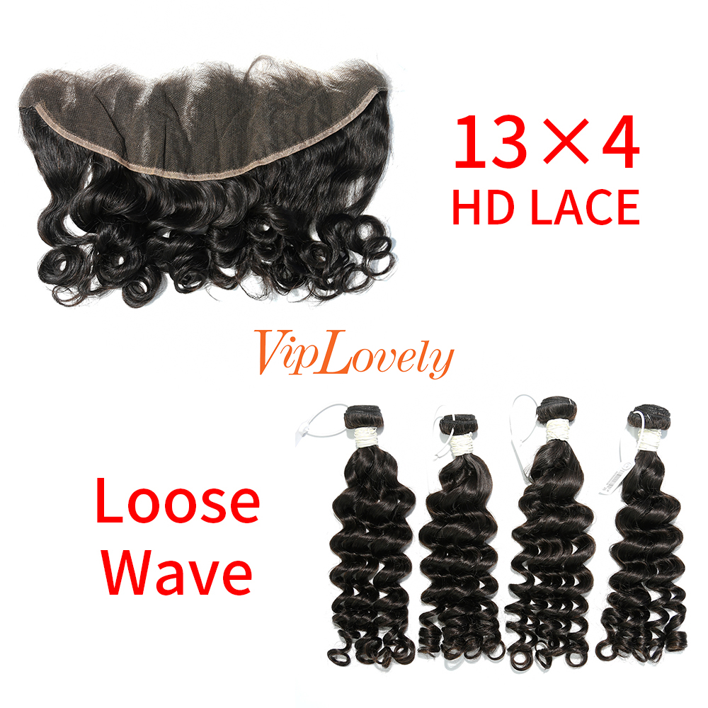 HD Lace Virgin Human Hair Bundle with 13×4 Frontal Loose Wave