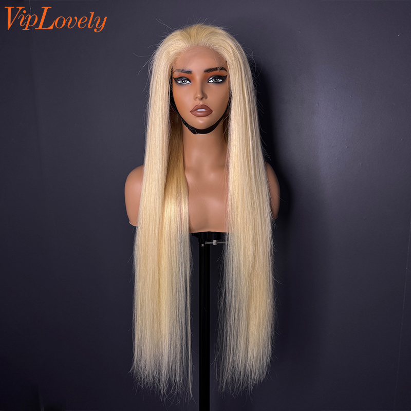 #613 Blonde European Virgin Human Hair 4x4 closure wig straight