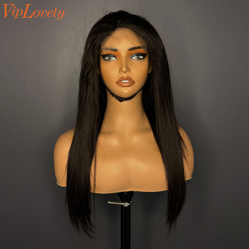 Natural #1b Brazilian Virgin Human Hair 4x4 closure wig straight