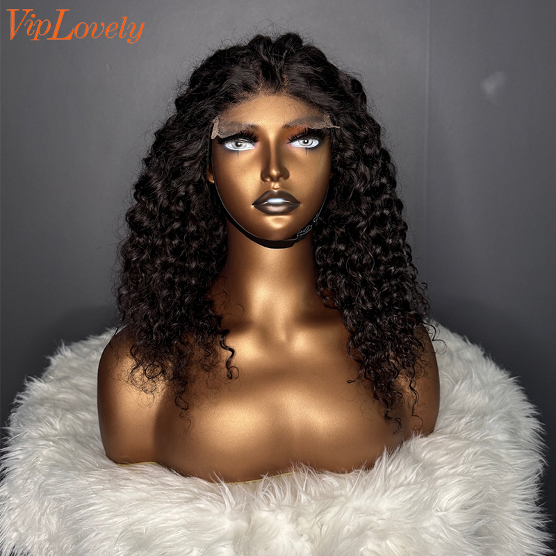 Natural #1b Brazilian Virgin Human Hair 4x4 closure wig italy curly