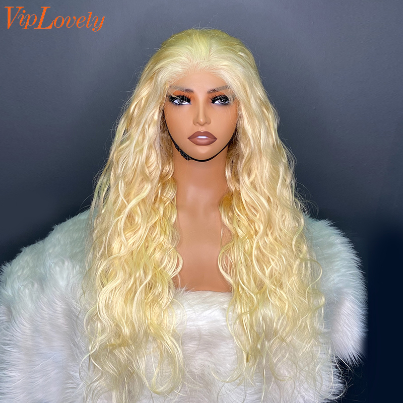 #613 Blonde European Raw Human Hair 4x4 closure wig body wave